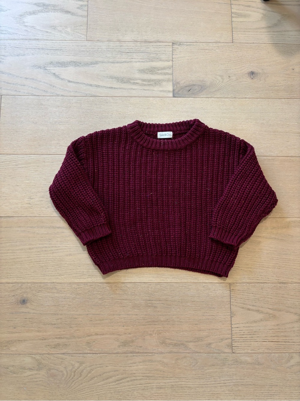 Petite Chou maroon toddler chunky sweater, size 2-3Y